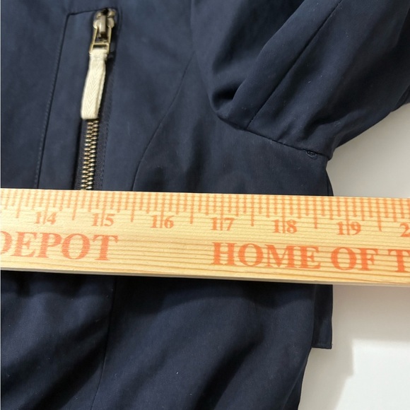 LOFT Navy Anorak Utility Jacket with Hood, Drawstring Waist, Pockets, Zip Pocket - Picture 7 of 14